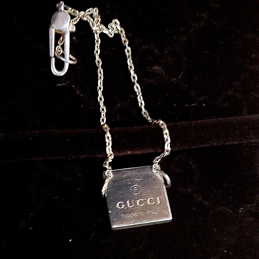 GUCCI STERLING BRACELET SQUARE CHARM AUTHENTIC